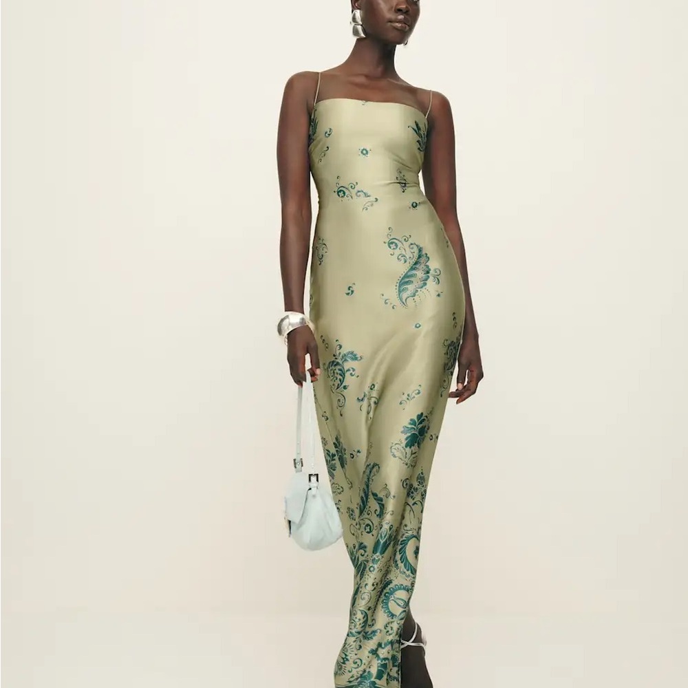 Frankie Silk Dress — REFORMATION sage